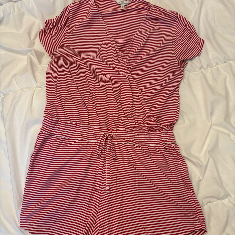 Vineyard Vines Red and White Striped Romper
